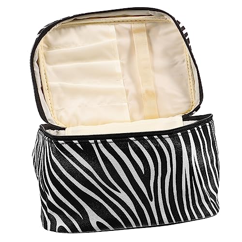 SOIMISS Makeup Tasche Organizer im Zebra Design Tragbare Kosmetiktasche für Reisen und Toilettenartikel Geräumig und Leicht für Damen aus PU mit Robusten Reißverschlüssen und von SOIMISS