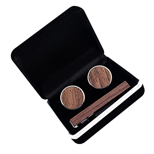 SOIMISS Manschettenknöpfe aus Holz Und Manschettenknöpfe für Männer Papa Geburtstagsgeschenk Vatertagsgeschenk Krawattennadel Set von SOIMISS