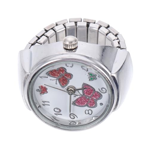 SOIMISS Modische Ringuhr Damen Fingeruhr mit Großen Ziffern Dekorative Fingeruhr Robuster Metallring Kreative Schmuckuhr Eleganter Schmetterlingsring von SOIMISS
