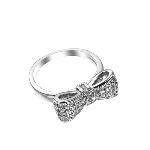 SOIMISS Weißer Kupferring Mit Zirkonen Schleifenring Für Damen Anlaufgeschützt Komfortable Form Schmuckzubehör Für Frauen Und Mädchen Us von SOIMISS