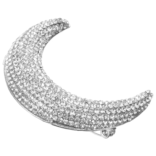 SOIMISS Mond-Brosche Personalisierbar Strass-Dekoration Revers Metall Mond-Schal-Anstecknadel Für Mädchen Frauen Männer Jungen Silber von SOIMISS