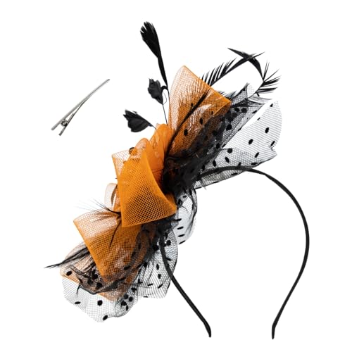 SOIMISS Multi Funktionales Verschleißfestes Netzgaze Haarband für Damen Eleganter Party und Hochzeitskopfschmuck Schwarz Orange Vielseitiges Haarschmuck Accessoire für Cocktail und Cosplay von SOIMISS