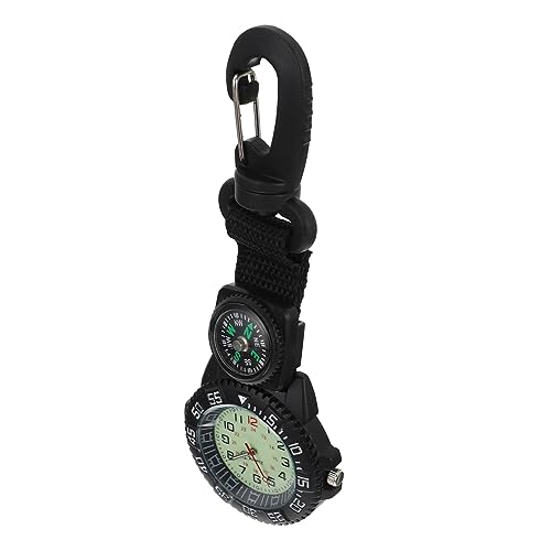 SOIMISS Multifunktionale Outdoor-taschenuhr Mit Kompass Und Karabiner Wetterfestes Nylonband Uhr Für Backpacker Und Reisende Präzise Zeitmessung Schwarzes Design von SOIMISS