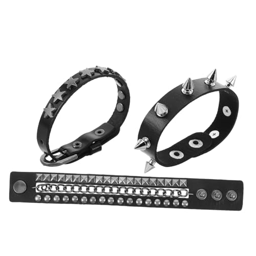 SOIMISS Nietenarmband Im Punk-stil Breiter Armreif Aus Kunstleder Mit Nietenelementen Gothic-armband Für Herren Und Frauen Für Streetstyle Festivals Und Partys von SOIMISS