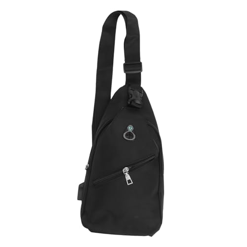 SOIMISS PU Herren Brusttasche Crossbody Sling Bag mit Reißverschluss Leichte Strapazierfähige Umhängetasche für USB Kopfhörer Antitranspirant Vielseitig für Sport und Alltag Schwarz von SOIMISS