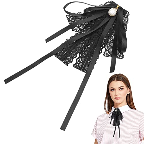 SOIMISS Krawatte Rosa Perle Bogen Brosche Pin Pre Gebunden Krawatte Fliege Spitze Band für Frauen Party Graduation Fliege Revers Pin Anzug Weste Zubehör Schwarz Rote Fliege von SOIMISS