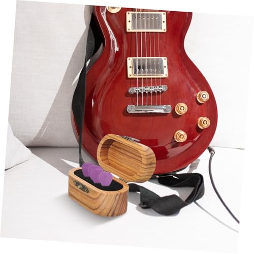 SOIMISS Praktische Gitarrenplektren Holzbox aus Massivem Holz Kompakt Langlebig Kratzfest Multifunktionaler Pickhalter für Akustikgitarre Tragbarer Organizer für Musiker und von SOIMISS