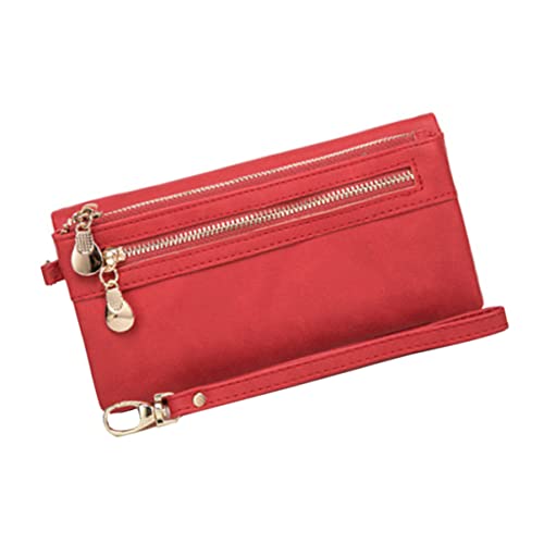 SOIMISS Pu Leder Vintage Handtasche Für Frauen Multifunktionale Lange Geldbörse Im Retro-Stil Rot Für Täglichen Gebrauch Mit Praktischem Druckverschluss Und Ausreichend Platz Für von SOIMISS