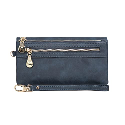 SOIMISS Pu Leder Vintage Handtasche Langbörse Für Damen Und Mädchen Dunkelblau Multifunktionale Geldbörse Mit Praktischem Druckverschluss Für Schule Shopping Und Alltag von SOIMISS
