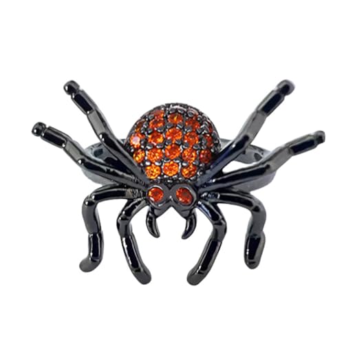SOIMISS Punk Spinnenring Damen Herren Verstellbar Offener Ring mit Strasssteinen Halloween Schmuck Accessoire für Cosplay Party von SOIMISS