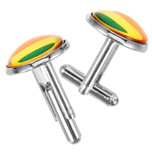 SOIMISS Rainbow Manschettenknöpfe Herren Silberfarbene Hemdknöpfe Mit Stilvollem Muster Für Anzug Schmuck Für Vater Party Cocktail von SOIMISS