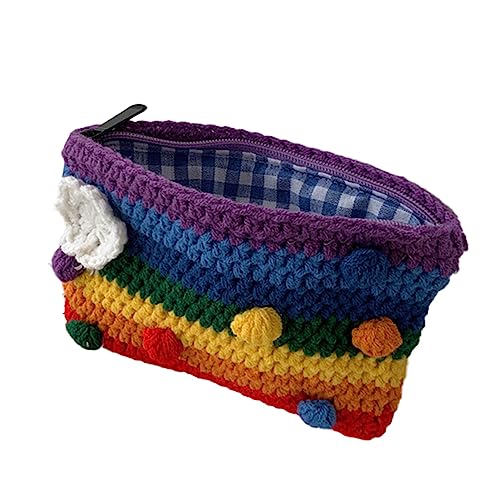SOIMISS Regenbogentasche Gestrickt Handtasche Wechseltasche Handytasche Geldbörse Gestrickte Geldbörse Platz Für Schlüssel Make-up Accessoires von SOIMISS