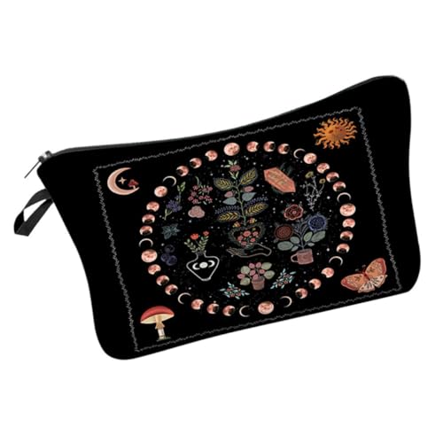 SOIMISS Reise Kosmetiktasche für Damen Gesteppte Make Up Tasche mit Mond und Blumenmuster Praktische Toilettentasche für Toilettenartikel und Kosmetik Robuste und Stilvolle von SOIMISS