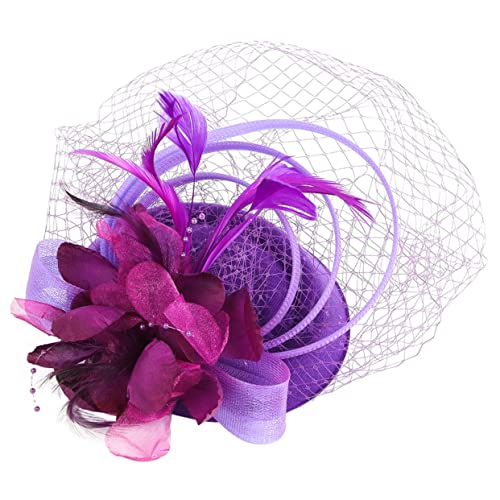 SOIMISS Retro Fascinator Haarschmuck mit Elastischem Haarreif und Design Burgunderfarbener Kopfschmuck für Damen Geeignet für Tea Party Hochzeit Cocktail und Festliche Anlässe von SOIMISS