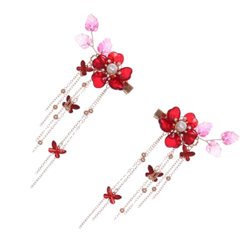 SOIMISS Retro Haarklammern Damen Vintage Bobby Pins mit Quaste und Pomegranate Blumen design Langlebige Metalllegierung Haarklammer für Elegante Frisuren und Hanfu Zubehör von SOIMISS
