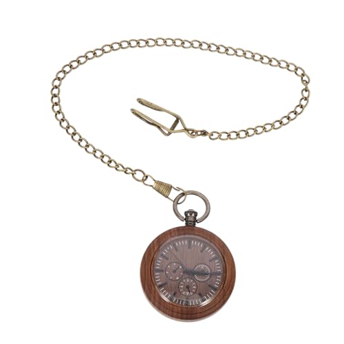 SOIMISS Retro Stil Holz Taschenuhr mit Kette Langlebig und Dekorativ Vintage Handaufzug Uhr für Herren und Stilvoller Anhänger für Alltag und Besondere Anlässe von SOIMISS