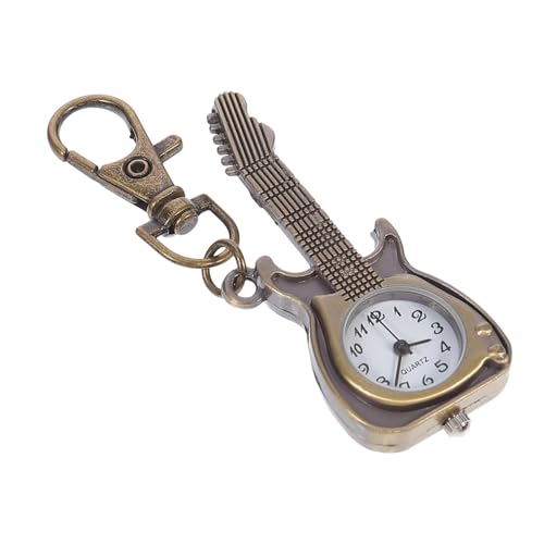 SOIMISS Retro Taschenuhr Gitarre Design Quarzuhr mit Schlüsselanhänger Robuste Damen und Herrenuhr mit Römischen Ziffern Vintage Anhänger für Alltag und Geschenkideen von SOIMISS