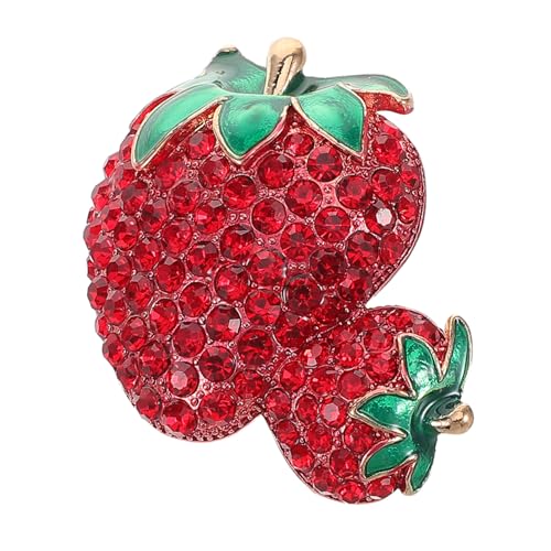 SOIMISS Rhinestone Erdbeer Brosche aus Langlebiger Funkelnde Schmuckanstecknadel Modisches Accessoire für Kleidung und Niedliche Damen Taschen Eleganter Schmuckclip von SOIMISS