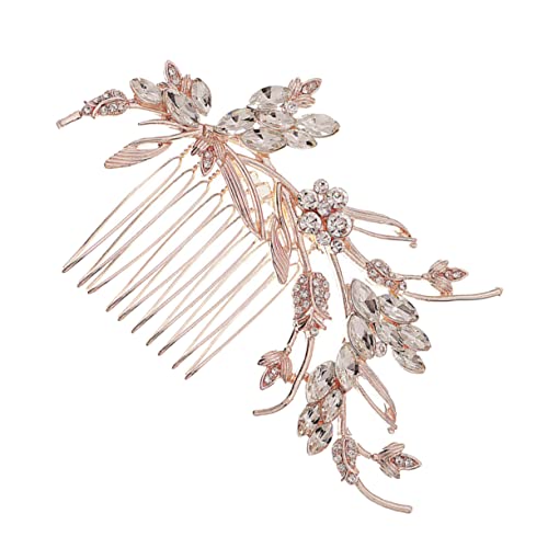 SOIMISS Rhinestone Haarkamm Hochzeit Brautschmuck Vintage Steckkamm Haarschmuck Damen für Brautjungfern und Festliche Frisuren Rosa Gold von SOIMISS