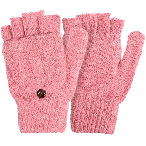 SOIMISS Rosa Wolle Halbfinger Winterhandschuhe Gestrickte Warme Handschuhe mit Flip Cover Kaltwetterhandschuh Handschuhe Handwärmer von SOIMISS