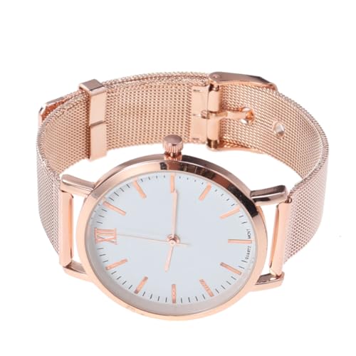SOIMISS Mesh-gürteluhr Modische Quarzuhr Legierungs-mesh-gürtelarmbanduhr Quarzarmbanduhr Roségold Langlebige Robuste Armbanduhr Für Damen Herren Büro Freizeit Bankett von SOIMISS