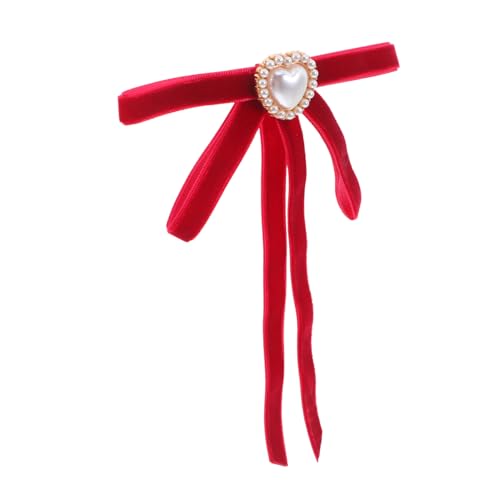 SOIMISS Samt Brosche mit Herz Perle Schleifen Design Chinesischer Stil Anstecknadel für Damenkleidung Vielseitiges Schmuck Accessoire für Hochzeit Büro und Alltag von SOIMISS