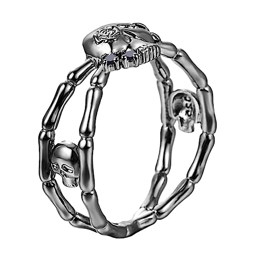 SOIMISS Schädelring Herren Vintage Retro Skull Design Modisches Hand Schmuckaccessoire Schwarzer Minimalistischer Ring Einzigartiges Statement für Alltag Party und Festival von SOIMISS