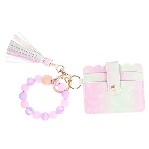 SOIMISS Schlüsselarmband Mit Kartenetui Und Quasten Elastischer Schlüsselanhänger Bunten Perlen Für Ausweise Und Schlüssel Perfektes Für von SOIMISS