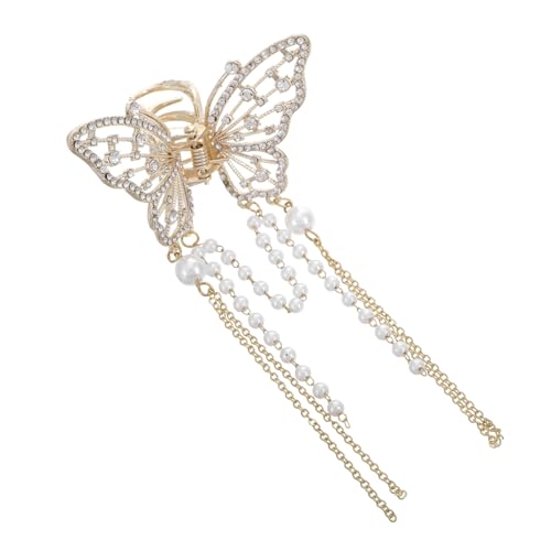SOIMISS Schmetterlings-haarspange Mit Quaste Und Strass Metall-haarschmuck Mit Perlen Und Kristallperlen Für Frauen Und Mädchen Rutschfeste Haarklammern Für Dickes Und Dünnes Haar von SOIMISS