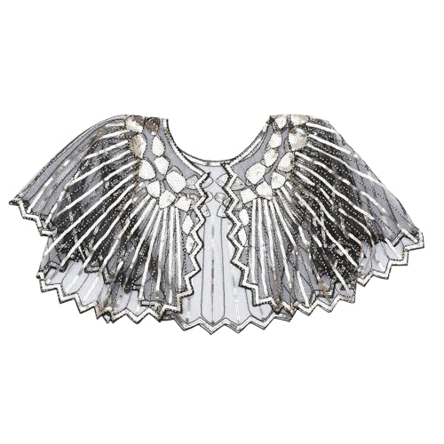 SOIMISS Schöner Umhang Flapper Für Wrap Perlen Benutzerdefinierte Pailletten Retro Schwarze Abdeckung Kurzes Kostüm Damen Schal Party Cosplay Hochzeit Leistung Bolero Zarte Schals von SOIMISS