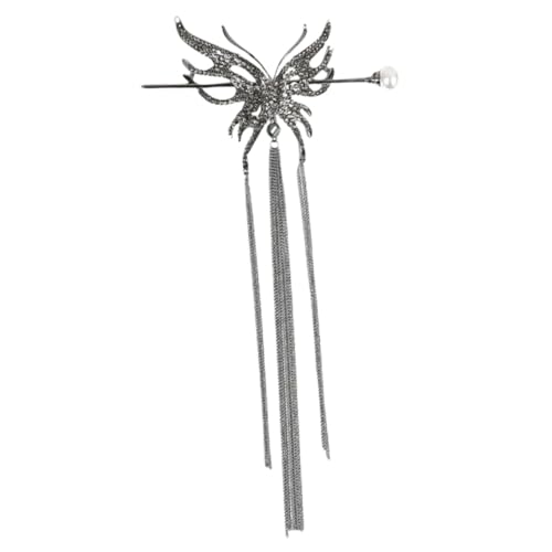 SOIMISS Schwarzer Perlen Haarstab mit Schmetterlings Design Eleganter Haarschmuck für Damen Langlebiger Legierungs Haarschmuck Geeignet für Dutt Party und Alltag von SOIMISS