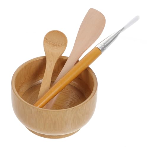 SOIMISS Selbstgemacht Gesichtsmaske Satz Mit Holzschüssel Pinsel Und Löffel Für Hautpflege Praktisches Maskenwerkzeug Für Zuhause Salon Reise von SOIMISS