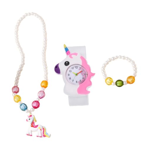 SOIMISS Set Silikon Slap Uhr Einhorn Design Armbanduhr Halskette Armband Schmuckset für Mädchen Sicheres und Langlebiges Modeschmuck für Besondere Anlässe von SOIMISS