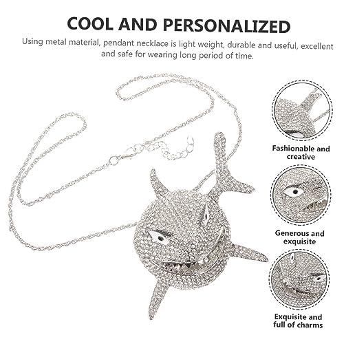 SOIMISS Shark Anhänger Halskette Damen Modeschmuck mit Strasssteinen Trendige Metall Kette Auffälliger Schmuck für Sommer und Valentinstag Stilvoller Look für Frauen von SOIMISS
