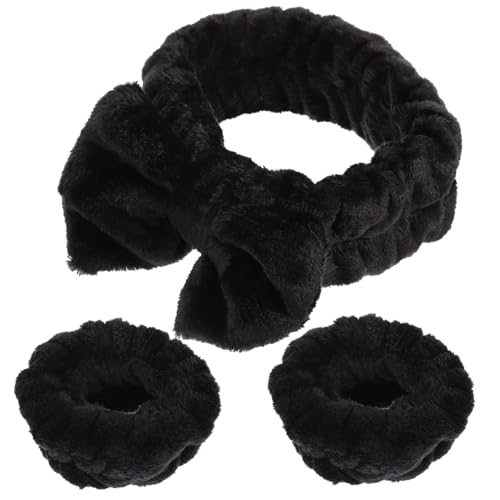 SOIMISS Spa Bowknot Stirnband Damen Weiches Haarband und Wristband für Gesicht Waschen Makeup Yoga Jogging Krempe Fluffige Kanten Komfortabel und Hautfreundlich von SOIMISS