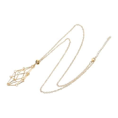 SOIMISS Steinhalter Halskette mit Kupferkäfig Verstellbarer Kristallanhänger für Schmuck DIY Natürliche Edelsteinhalterung mit Holzperlen Dekorativer Schmuckanhänger für Damen und Herren von SOIMISS