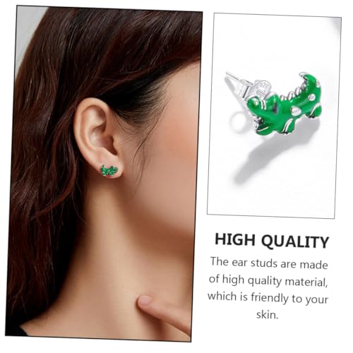 SOIMISS Sterlingsilber Ohrstecker Mädchen Kleine Krokodil Design Grüner Emaille Ohrschmuck Modisches Accessoire Hautfreundlich Einfach zu Tragen für Alltag und Festlichkeiten von SOIMISS