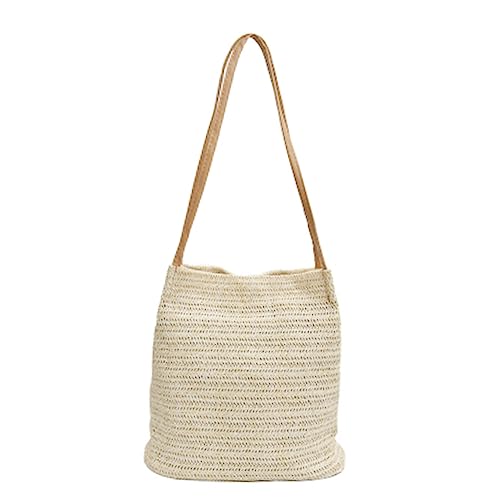 SOIMISS Leineneibeutel Damen Handtasche Aus Stroh Eimerförmige Schultertasche Für Damen Strandtasche Umhängetasche Für Frauen Reisen Ausgehen von SOIMISS
