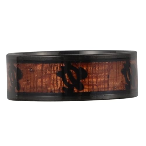 SOIMISS Titanstahl Herrenring mit Schwarzem Holzmaserungseffekt und Schildkröten motiv Stilvoller Schmuckring für Teenager Bequemer Fingerschmuck für Alltag und Partys von SOIMISS