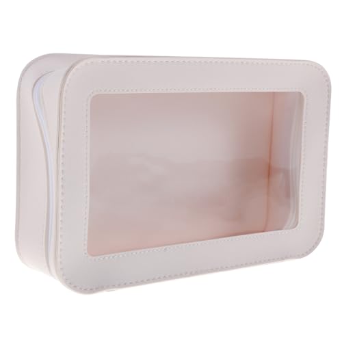 SOIMISS Transparente Reise Kosmetiktasche PVC Kulturbeutel mit Glattem Reißverschluss Leichte Strapazierfähige Make up Tasche für Damen und Outdoor Einsatz Weiß transparent von SOIMISS