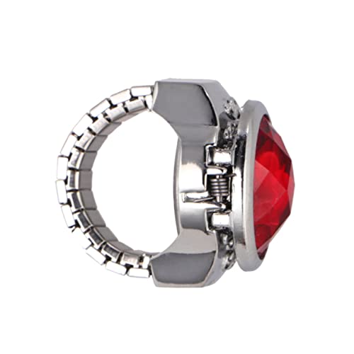 SOIMISS Uhrenförmiger Ring Uhr Modischer Fingerring Aus Quarz Für Damen Und Herren Rot Elastisches Gummiband Für Bequemes Tragen von SOIMISS