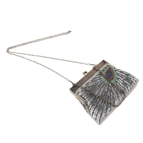 SOIMISS Umhängetasche Damen Flapper Handgefertigte Geldbörse Geldbörsen Perlen Pailletten Schulter Pailletten Pfau Für Vintage S Cocktail Abschlussball Frauen Hochzeit Formelle Handtasche von SOIMISS