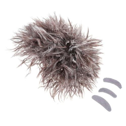 SOIMISS Verrückter Wissenschaftler Perücke Set Braun Geflochtene Cosplay Perücke mit Schnurrbart und Augenbrauen für Halloween Karneval Kostüm Erwachsene von SOIMISS