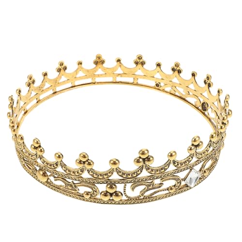 SOIMISS Verstellbare Metallkrone mit Strasssteinen Goldfarbener Haarschmuck für Damen und Herren Festliches Accessoire für Geburtstagsfeiern Abschlussbälle Kostümpartys und Cosplay von SOIMISS