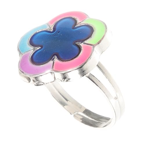 SOIMISS Verstellbarer Damen Stimmungsring mit Farbwechsel Offener Blütenring aus Langlebiger Legierung Leichtes Modeschmuck Accessoire zur Emotionalen Ausdruckskraft und Vielseitigem von SOIMISS