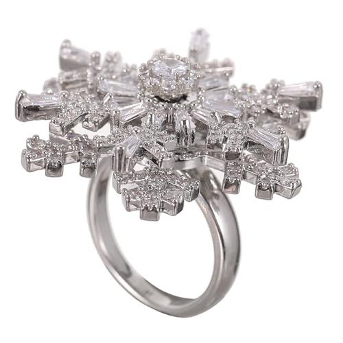 SOIMISS Verstellbarer Offener Damenring Doppelter Schneeflocken Schmuck Winter Party Mode Accessoire von SOIMISS
