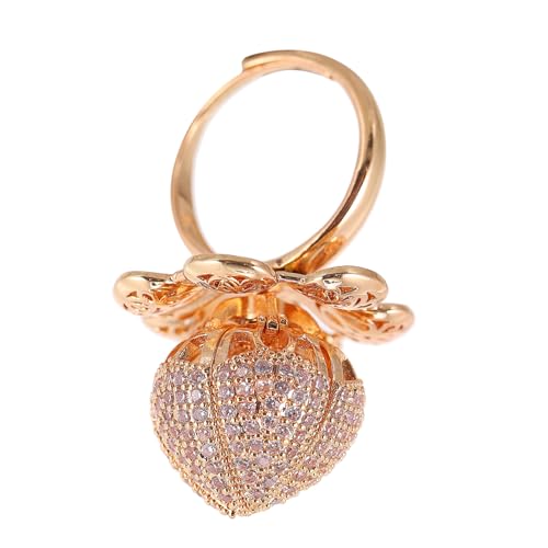 SOIMISS Verstellbarer Offener Damenring mit Kreativer Rosenform Modischer Schmuck Einstellbarer Goldfarbener Fingerring für Party und Alltag Elegantes Design mit Funkelndem Strassakzent von SOIMISS