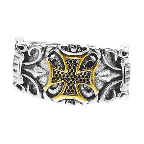 SOIMISS Verstellbarer Retro Ring für Herren Punk Schmuck mit Offenem Design Vintage Kreuzprägung Dekorativer Daumenring von SOIMISS