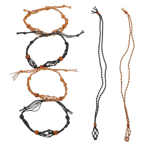 SOIMISS Verstellbares Geflochtene Halskette und Armband Schnur Leerer Steinhalter Netzbeutel für Schmuckherstellung Handgefertigt Schwarz und Kaffeefarben für Damen und Herren von SOIMISS