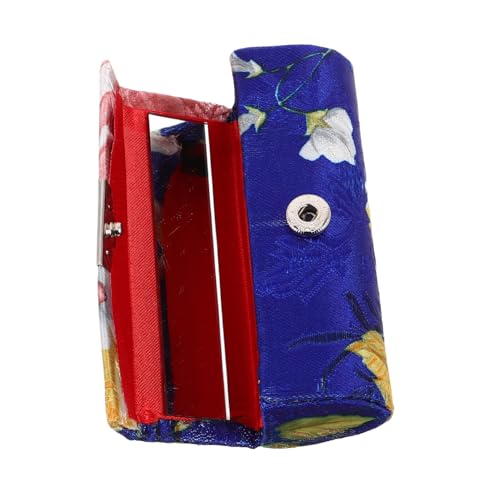 SOIMISS Vintage Floral Embroidered Lipstick Case mit Spiegel Tragbare Kosmetiktasche für Damen Stilvolles Makeup Accessoire Blau zur Aufbewahrung von Lippenstiften und Kleinen von SOIMISS